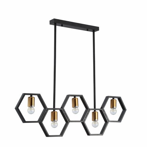 Black Honeycomb Island Chandelier Ceiling Light 5xE27