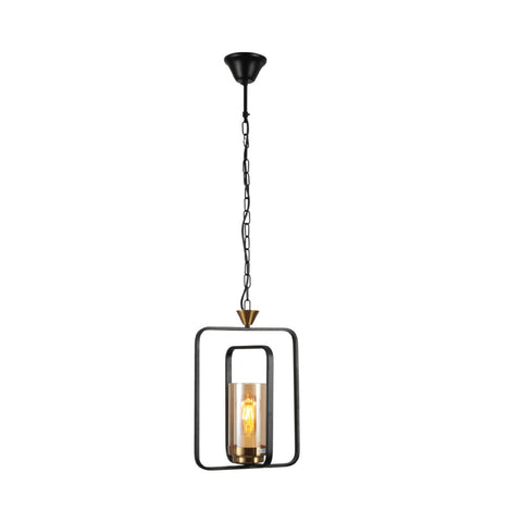 Black or God Metal Cage Body Amber Cylinder Glass Kitchen Island Chandelier Pendant Ceiling Light E27