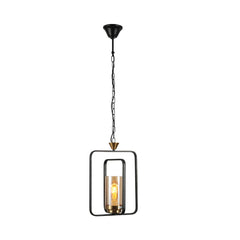 Black or God Metal Cage Body Amber Cylinder Glass Kitchen Island Chandelier Pendant Ceiling Light E27