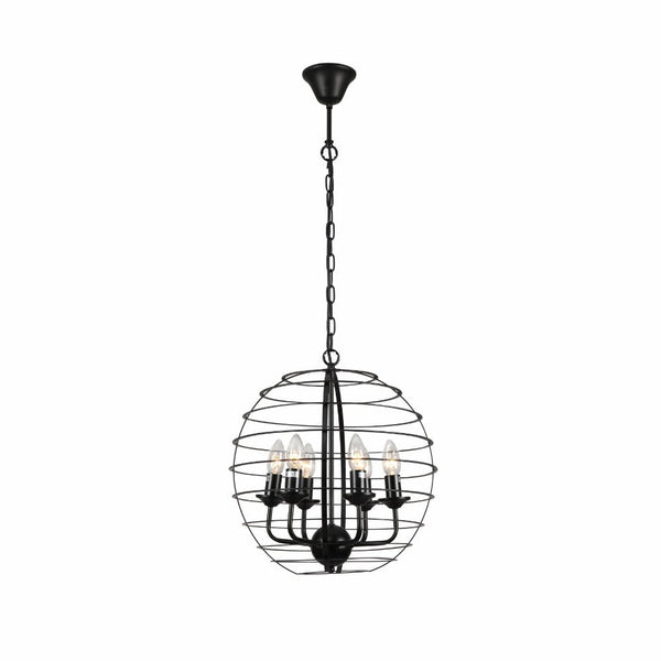 Black Metal Cage Candle Lantern Pendant Ceiling Light E14
