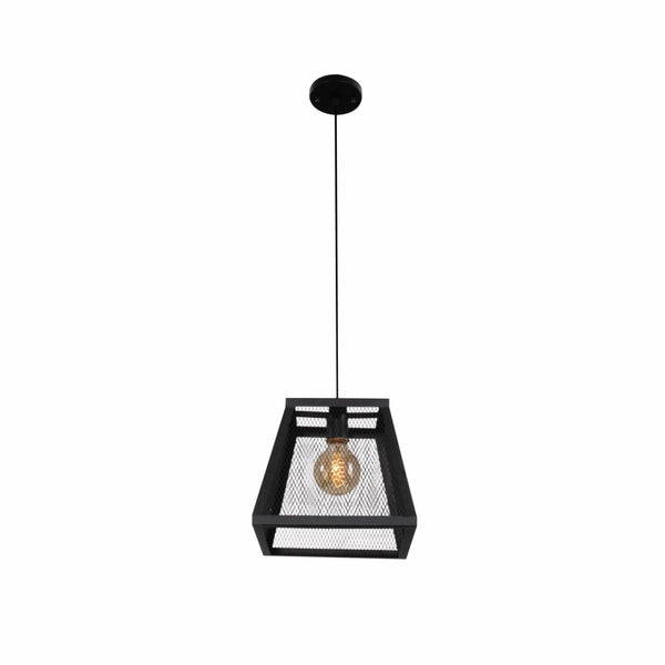 Black Metal Cuboid Caged Pendant Ceiling Light E27