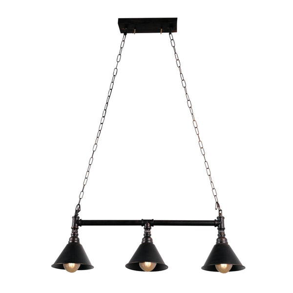 Black Metal Funnel Pipe Island Ceiling Chandelier Light 3xE27
