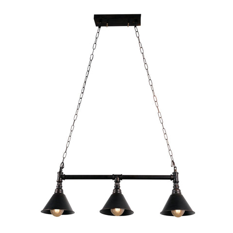 Black Metal Funnel Pipe Island Ceiling Chandelier Light 3xE27
