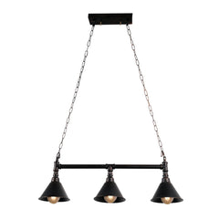 Black Metal Funnel Pipe Island Ceiling Chandelier Light 3xE27