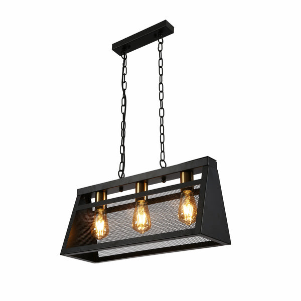 Black Metal Island Chandelier Ceiling Light 3xE27 Fitting