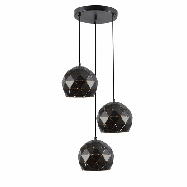 Triangle Laser Cut Metal Globe Pendant Ceiling Light 3xE27