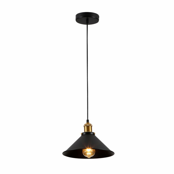 Black Metal Funnel Metal Ceiling Pendant Light E27 Fitting