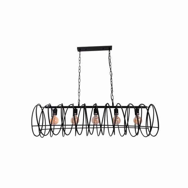 Black Metal Spiral Helix Island Chandelier Ceiling Light 5xE27