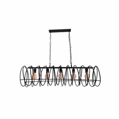 Black Metal Spiral Helix Island Chandelier Ceiling Light 5xE27