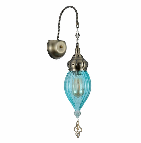 Moroccan Style Antique Brass Glass Oriental Wall Light E27