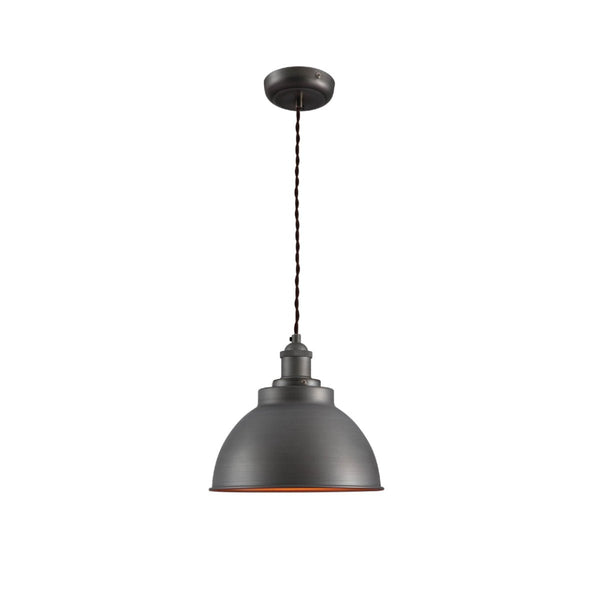Brooklyn Vintage Metal Dome Pendant Light Pewter Copper Gold Brass E27