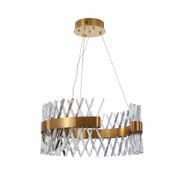 Brushed Bronze Metal Crystal Built-in LED Modern Contemporary Glam Kitchen Island Chandelier Ceiling Light