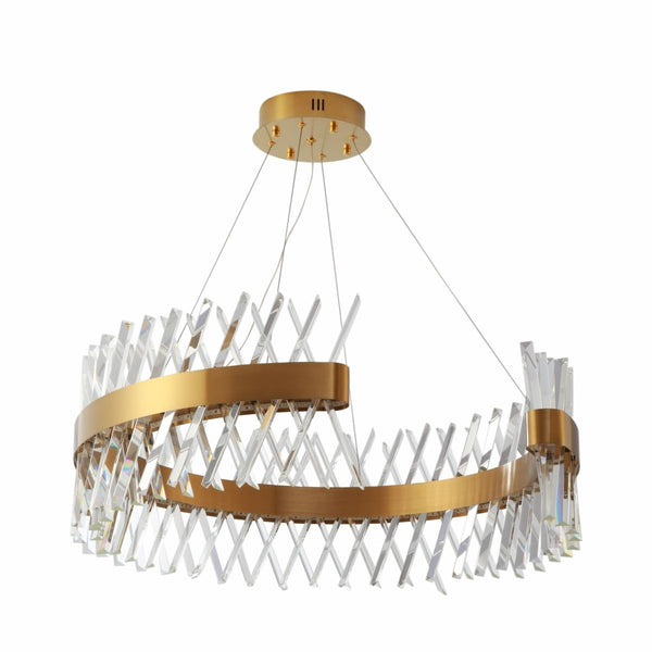 Brushed Bronze Metal Crystal Built-in LED Modern Contemporary Glam Kitchen Island Chandelier Ceiling Light