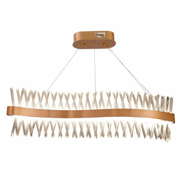 Brushed Bronze Metal Crystal Built-in LED Modern Contemporary Glam Kitchen Island Chandelier Ceiling Light