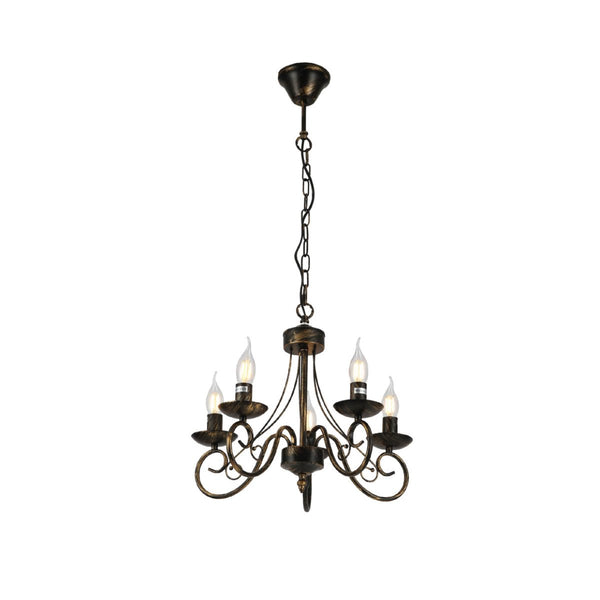 Candle Vintage Gold Patinated Black French Chandelier Ceiling Light E14