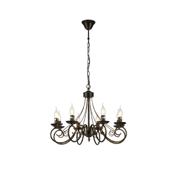 Candle Vintage Gold Patinated Black French Chandelier Ceiling Light E14