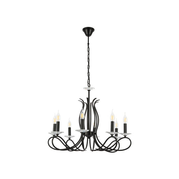LuxAura Candle Vintage Rustic Black French Chandelier Ceiling Light