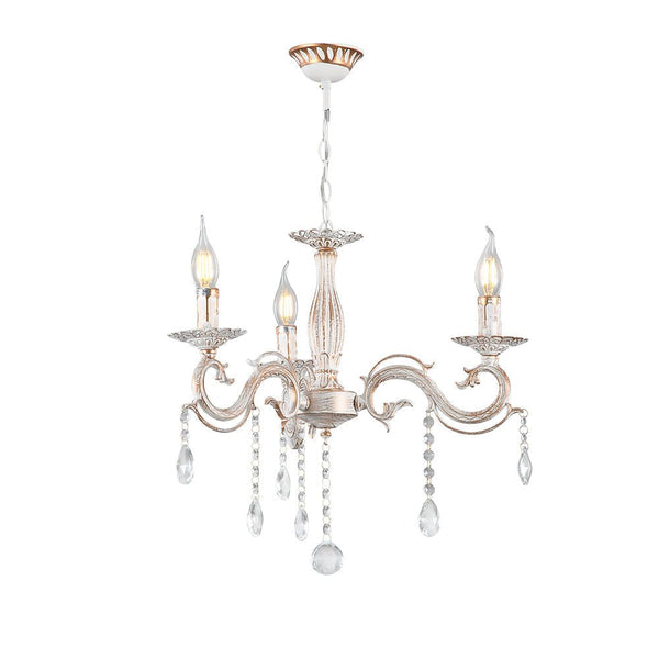 Candle Waterfall Traditional Retro Vintage Arm Chandelier Ceiling Light Crystal Gold Aged Cream E14