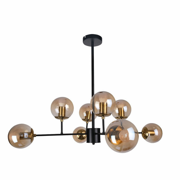 Stilnovo Amber or Opal Glass Globe Modern Sputnik Chandelier Ceiling Light E27