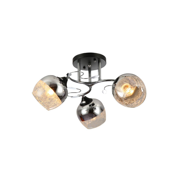 Chrome Metal Partial Mirror Cone Glass Ceiling Light E27