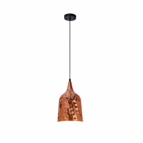 Copper Metal Golden Hammered Pendant Ceiling Light E27 Bell or Dome Style