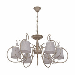 Creamy White Shade Rice White Gold Brushed Arm Ceiling Chandelier Light E14