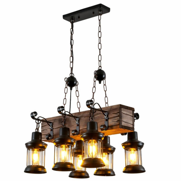 Farmhouse Wood Beam Marine Nautical Kitchen Island Chandelier Ceiling Light