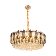 Deluxe Smoky Clear Crystal Modern Chandelier Light Gold