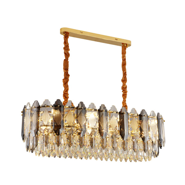 Deluxe Smoky Clear Crystal Modern Chandelier Light Gold