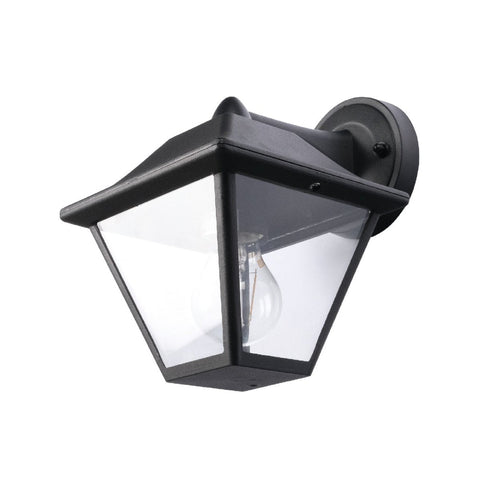 Downward Cottage Style Outdoor Wall Lamp Matt Black Clear Glass E27