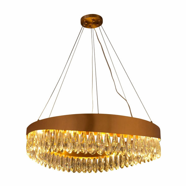 Faceted Long Pear Crystal Gold Metal Chandelier Ceiling Light G9