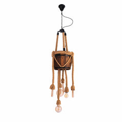 Firewood Basket 6 Hemp Rope Farmhouse Ceiling Chandelier Light E27
