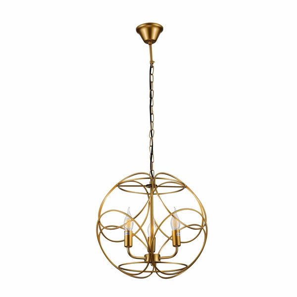 Gold Aluminium Bronze or Black Globe Cage Pendant Chandelier Ceiling Light E14