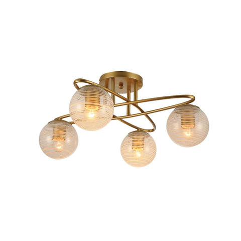 Gold Ellipse Metal Textured Globe Glass Modern Ceiling Light E27 Fittings