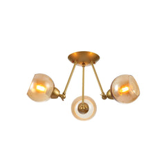 Gold Hinged Metal Amber Dome Glass Ceiling Light E27 Fittings