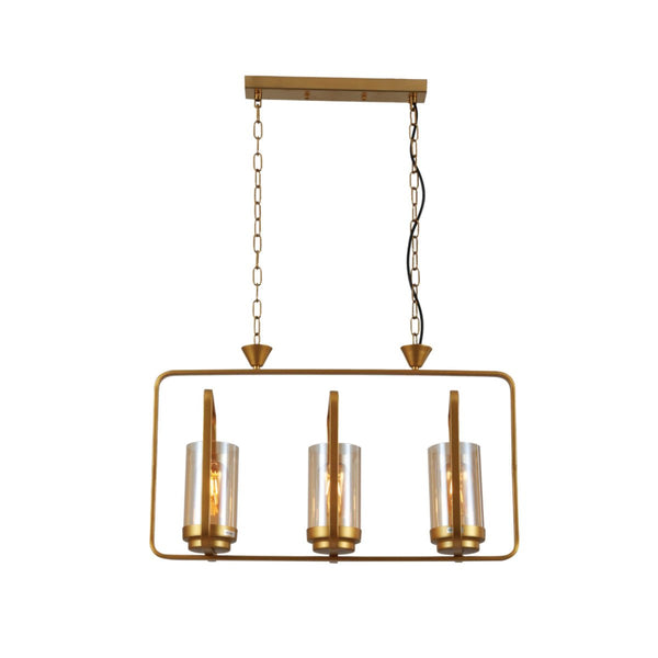 Black or God Metal Cage Body Amber Cylinder Glass Kitchen Island Chandelier Pendant Ceiling Light E27