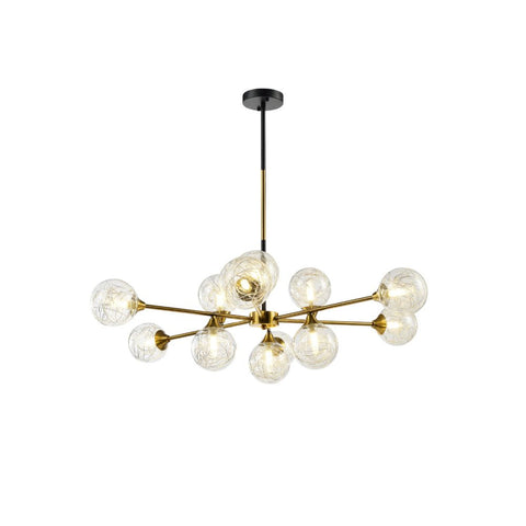 Gold Metal Sputnik Clear Globe Glass Chandelier Ceiling Light 12xG9 Fittings