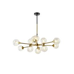Gold Metal Sputnik Clear Globe Glass Chandelier Ceiling Light 12xG9 Fittings