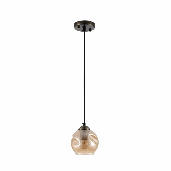 Amber Glass Dome Antique Brass Metal Pendant Ceiling Light E27