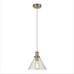 Isaac Antique Brass or Chrome Clear Glass Funnel Pendant Ceiling Light