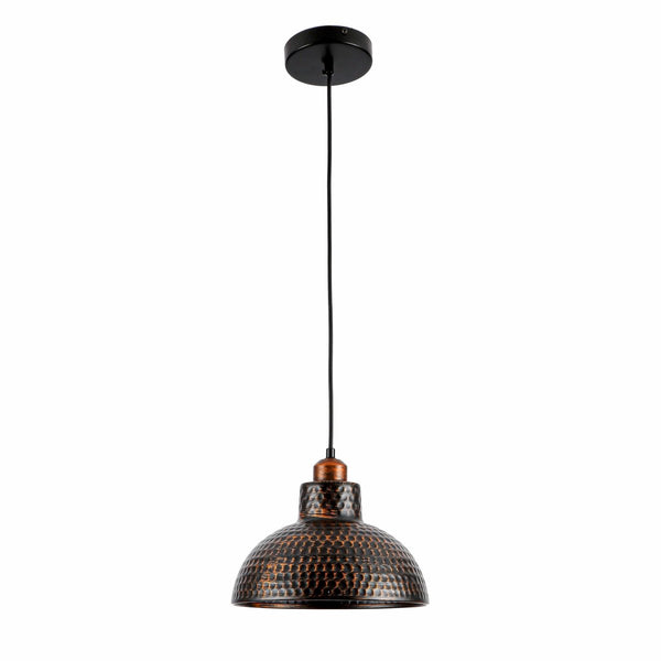Black Copper Brush Effect Metal Golden Hammer Dome Pendant Ceiling Light E27
