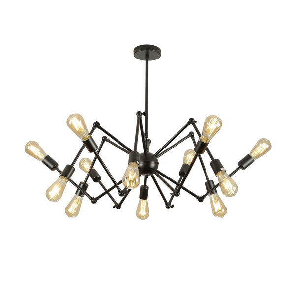 Black Hinged Rod Metal Spider Chandelier Ceiling Light E27 Fittings