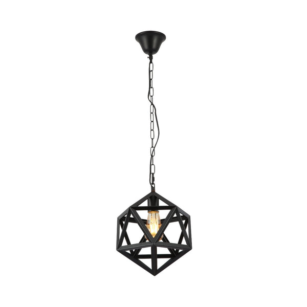 Black Metal Cage Polyhedral Pendant Ceiling Light E27