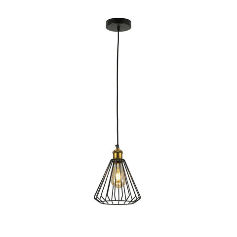 Black Metal Caged Funnel Pendant Ceiling Light E27