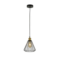 Black Metal Caged Funnel Pendant Ceiling Light E27