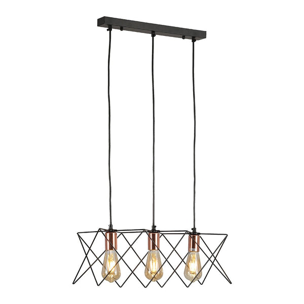Black Metal Caged Island Chandelier Pendant Ceiling Light E27