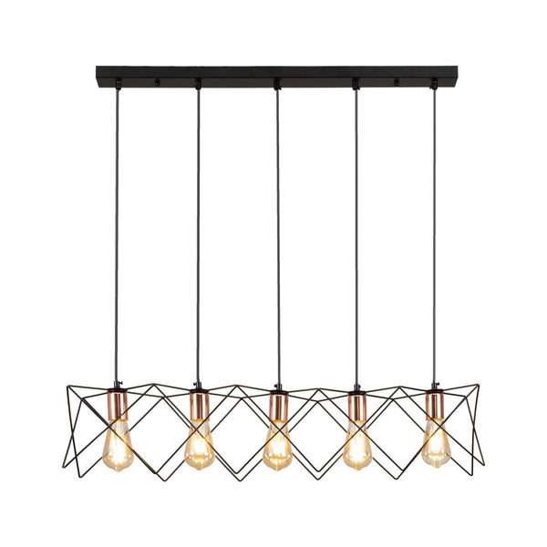Black Metal Caged Island Chandelier Pendant Ceiling Light E27