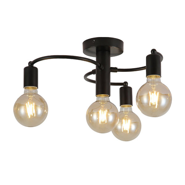 Modern Black Swirl 4-Light Semi-Flush Ceiling Light Fixture