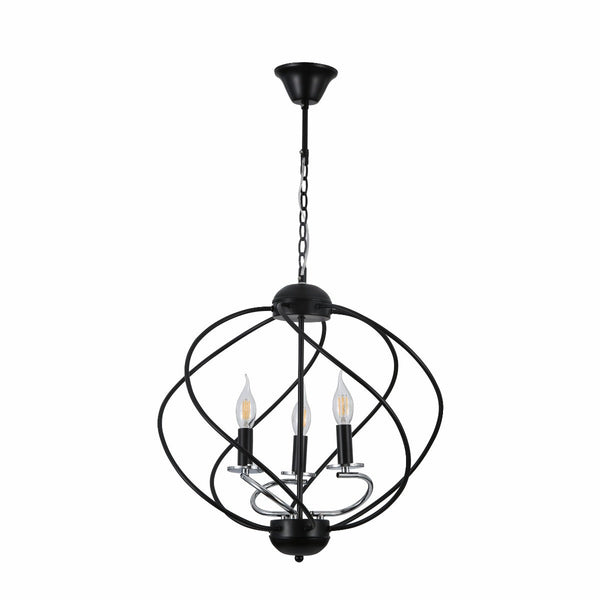 Black Spiral Metal Chrome Arm Chandelier Ceiling Light E14