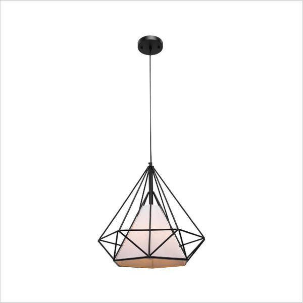 Opal Shade Wired Geometric Cage Pendant Ceiling Light